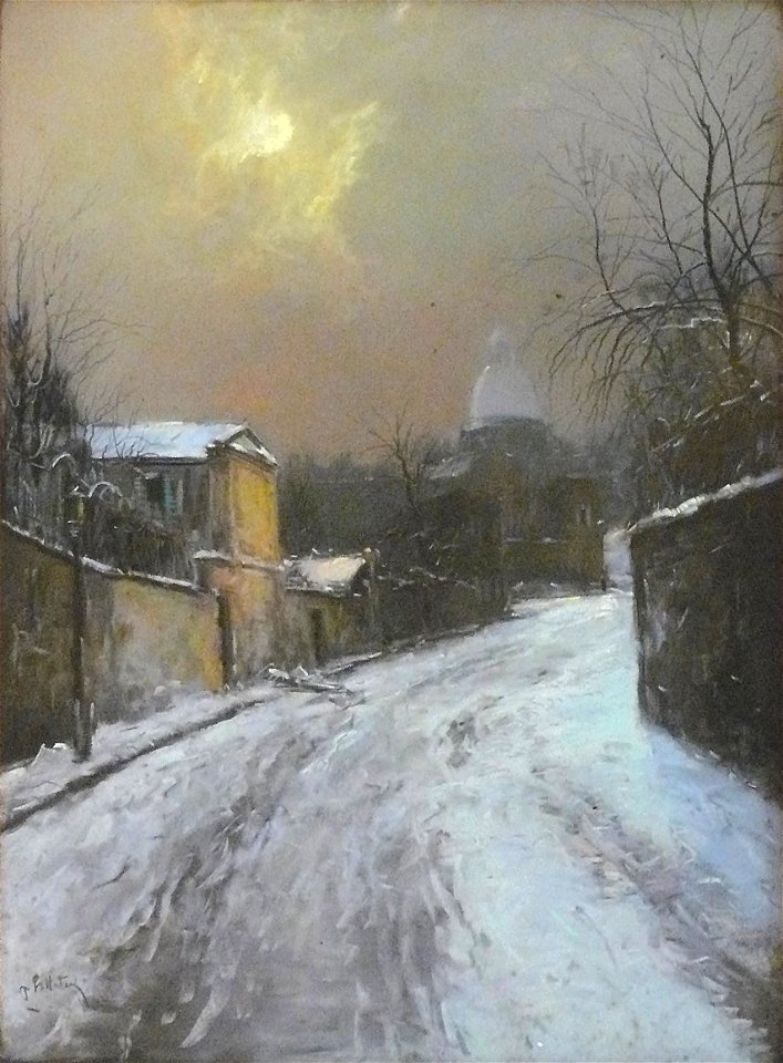 Pelletier P.J. - Pastel - Neige à Montartre - 58x79cm