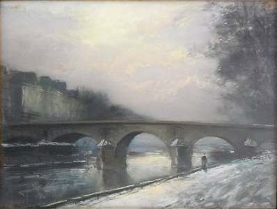 Pelletier P.J. - Pastel - Paris, le pont Marie l'hiver - 47x62cm