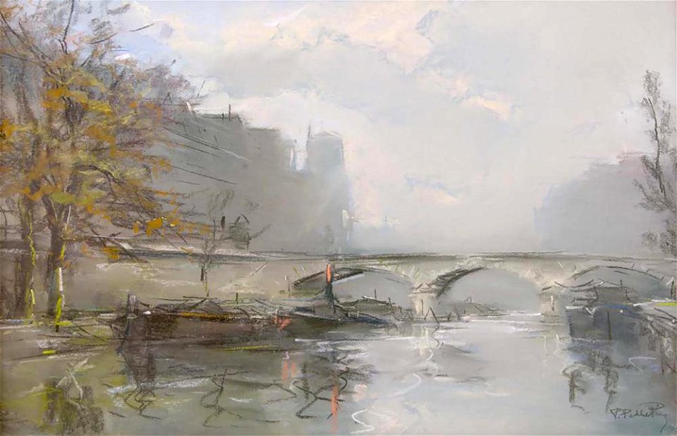 Pelletier P.J. - Pastel - Le Pont Saint-Michel à Paris - ~30x46cm