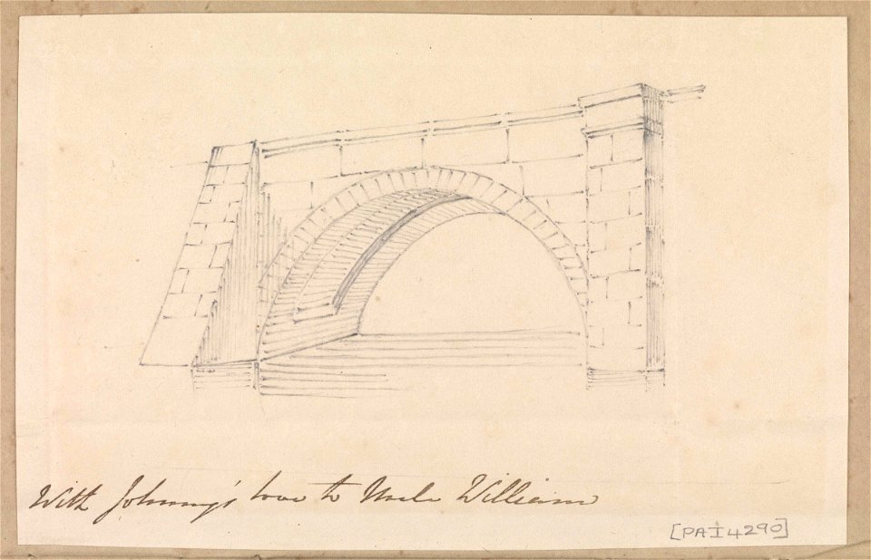 Pencil sketch of a masonry bridge RMG PZ4290