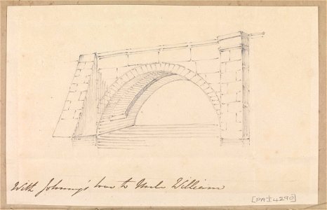 Pencil sketch of a masonry bridge RMG PZ4290