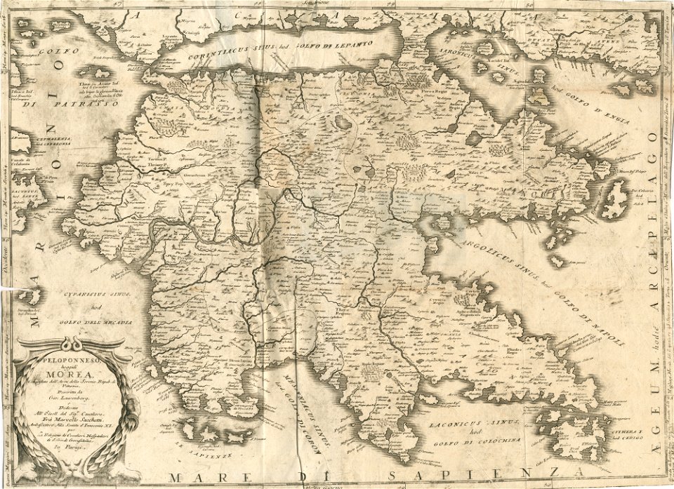 Peloponnneso hoggidí Morea - Coronelli Vincenzo - 1688