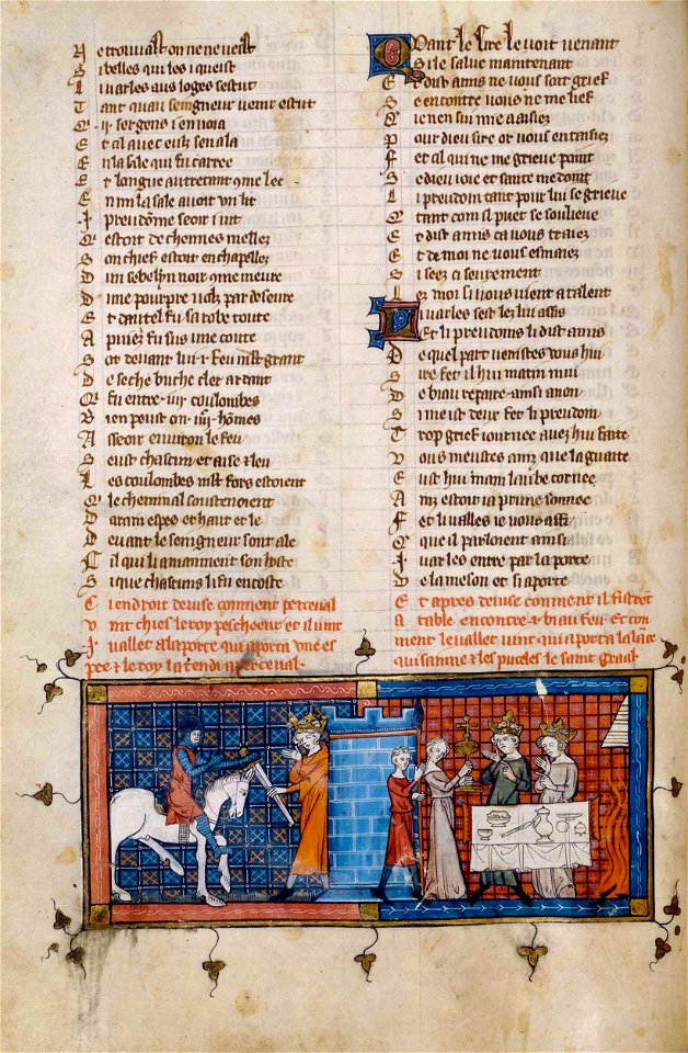 Perceval-arrives-at-grail-castle-bnf-fr-12577-f18v-1330