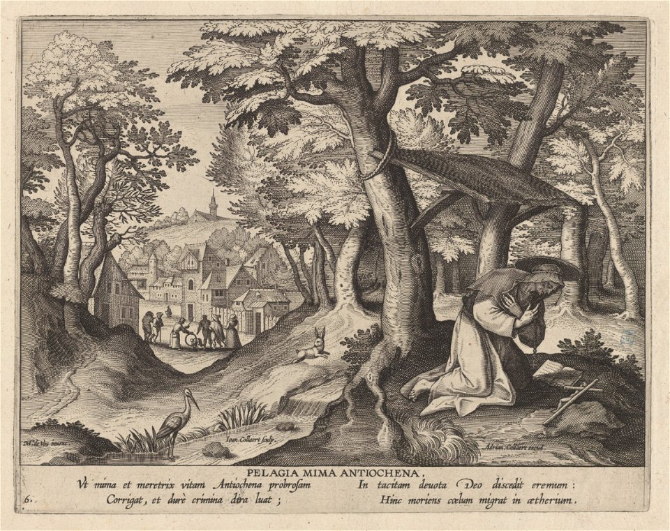 Pelagia of Antioch print by Maerten de Vos, S.I 806, Prints Department, Royal Library of Belgium
