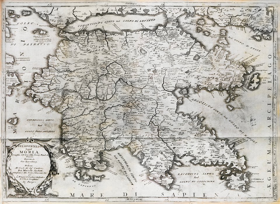 Peloponneso hoggidi Morea - Coronelli Vincenzo Maria - 1708