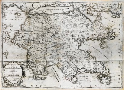 Peloponneso hoggidi Morea - Coronelli Vincenzo Maria - 1708
