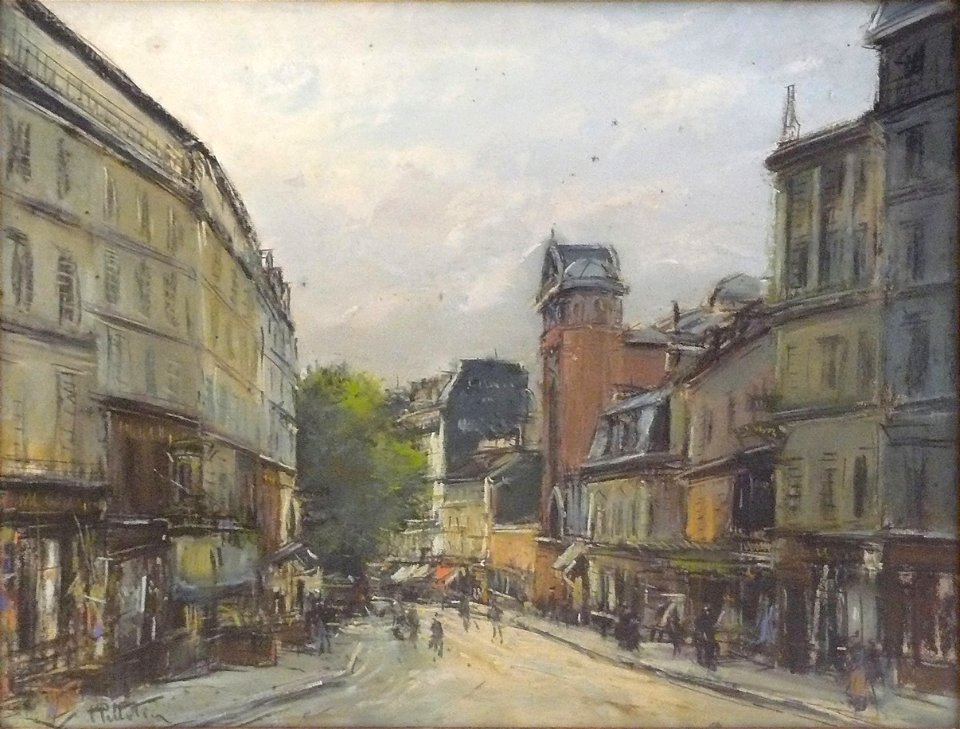 Pelletier P.J. - Pastel - Paris, Montmartre, la rue des abbesses - 48x62cm