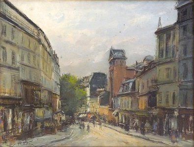 Pelletier P.J. - Pastel - Paris, Montmartre, la rue des abbesses - 48x62cm