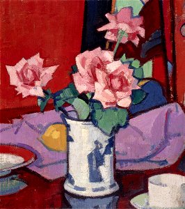 Samuel John Peploe - Pink Roses, Chinese Vase - Google Art Project. Free illustration for personal and commercial use.