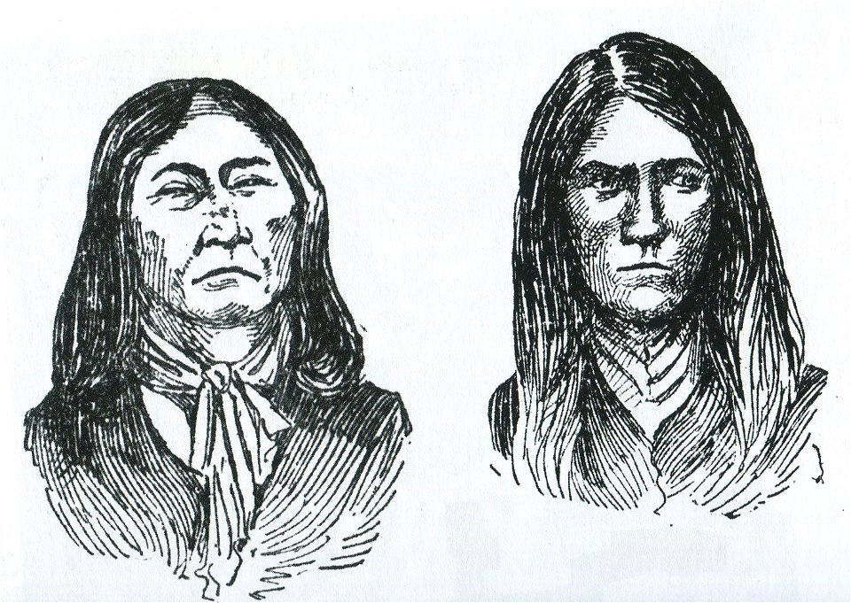 Pelon & Camino, two of the three Apaches who helped track Evans and Sontag