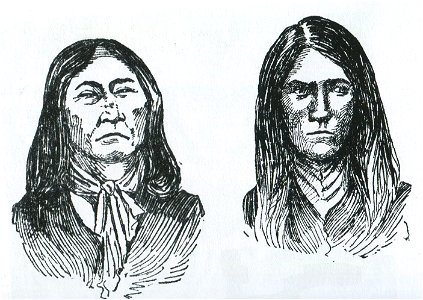 Pelon & Camino, two of the three Apaches who helped track Evans and Sontag. Free illustration for personal and commercial use.