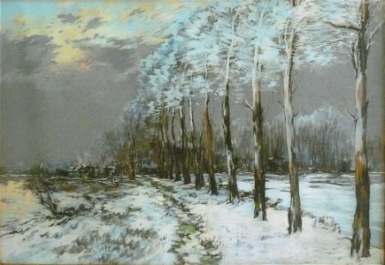 Pelletier P.J. - Pastel - Paysage enneigé - 63x91cm
