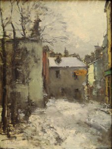 Pelletier P.J. - Oil on canvas - Montmartre, la place du tertre, l'hiver - 60x45cm