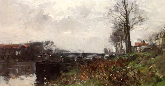 Pelletier P.J. - Oil on panel - La Seine, environs de Paris - 33x61cm