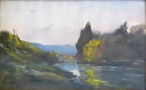 Pelletier P.J. - Pastel - Bords de rivière en automne - ~30x47cm