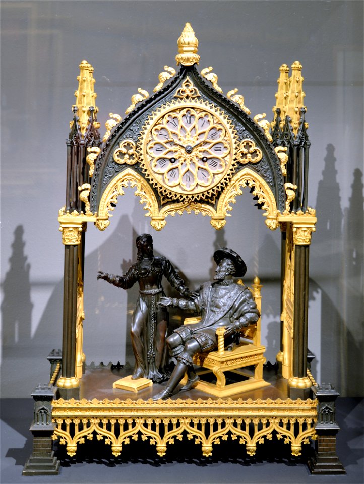 Pendule en bronze représentant François 1er et Marguerite de Navarre