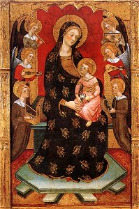 Pere Serra - Madonna with Angels Playing Music - WGA21170. Free illustration for personal and commercial use.