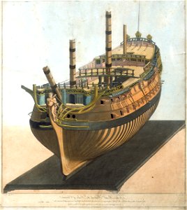 Perspective (bow) View of the Valiant Man of War (ship model) RMG D4699 1