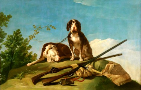 Perros en traílla, por Francisco de Goya