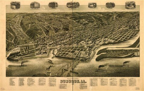 Perspective map of the city of Dubuque, Ia. 1889. LOC 75693232