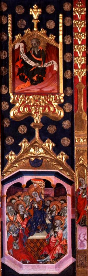 Pere Lembrí - Retablo de la Virgen (b), Moses, The Pentecost, A Crowned Female Saint (Petronilla^) - A3.05 - Hispanic Society of America