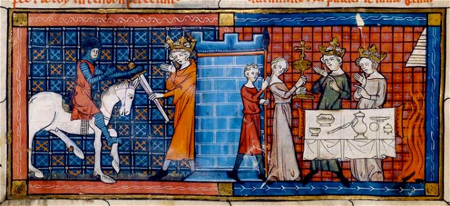 Perceval-arrives-at-grail-castle-bnf-fr-12577-f18v-1330-detail