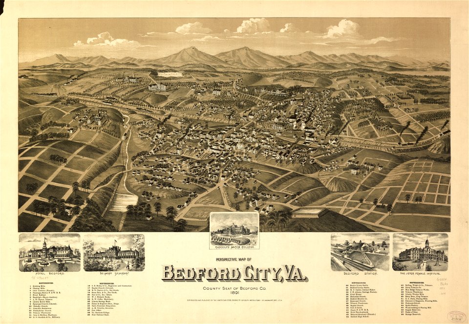 Perspective map of Bedford City, Va., county seat of Bedford Co. 1891. LOC 75696637