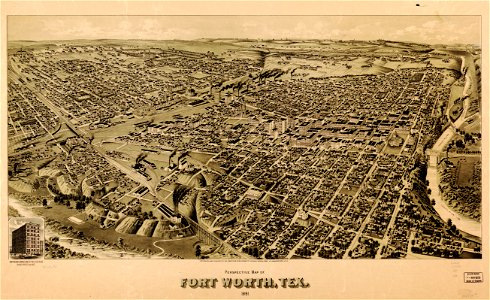 Perspective map of Fort Worth, Tex. 1891. LOC 75696592
