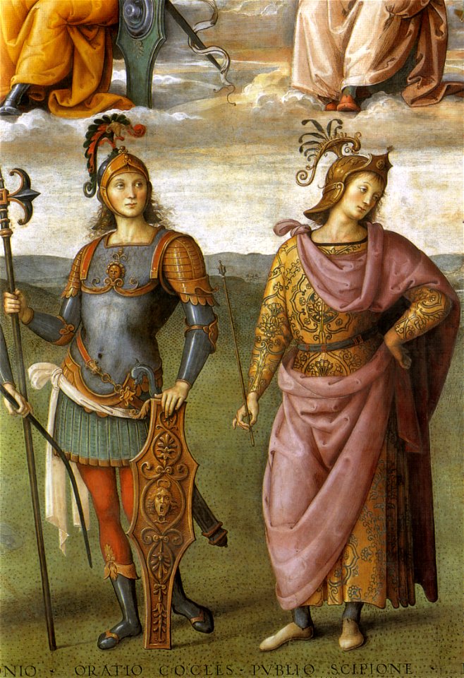 Perugino, Fortitude and Temperance with Six Antique Heroes 01