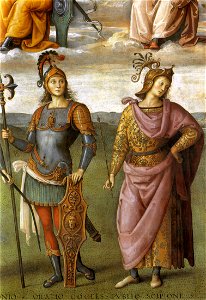 Perugino, Fortitude and Temperance with Six Antique Heroes 01