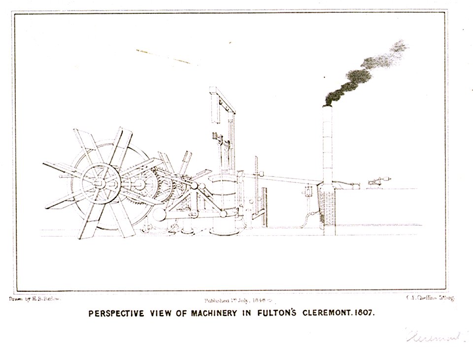 Perspective view of machinery in Fulton's Cleremont 1807 RMG PU6635