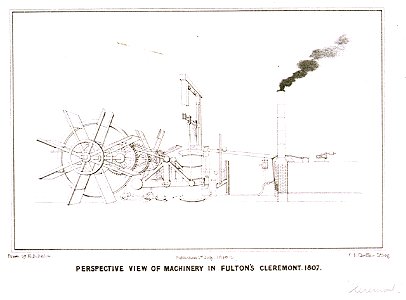 Perspective view of machinery in Fulton's Cleremont 1807 RMG PU6635