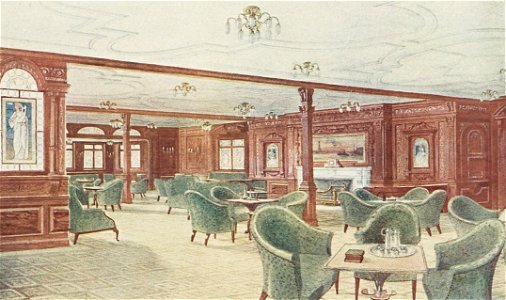 Period Drawing of 1st Class Smoking Room aboard Olympic