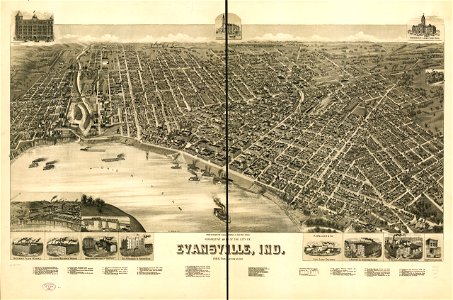 Perspective map of the city of Evansville, Ind. 1888. LOC 75693224