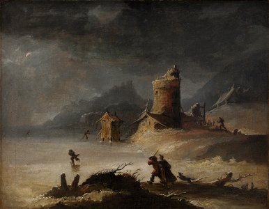 Peter Cramer - Landscape With Skaters - KMS6404 - Statens Museum for Kunst
