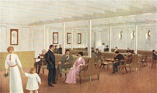 Period Illustration of Olympic and Titanic 3rd Class General Room
