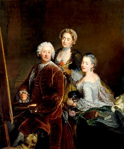 Antoine Pesne - Self-Portrait with Daughters - WGA17381. Free illustration for personal and commercial use.
