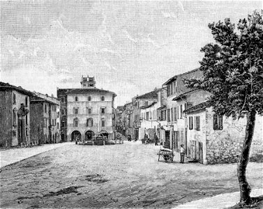 Pesaro Piazza del Trebbio, ora Lazzaroni (xilografia)