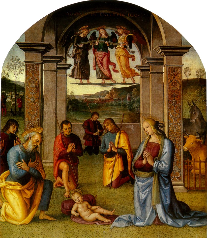 Perugino, natività, collegio del cambio