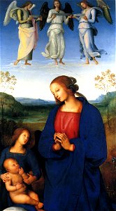 Perugino virgin child with an angel c 1499. Free illustration for personal and commercial use.