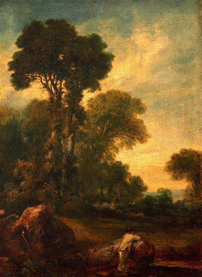 Peter de Wint (1784-1849) (style of) - Farmhand Looking out over a Field with Trees - 830845 - National Trust