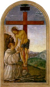 Perugino, San Bernardo accoglie il Cristo che si stacca dalla croce,