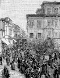 Pescara – Piazza Garibaldi e Corso Manthoné (xilografia)