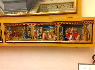 Predella from the altarpiece of the noviciate - Pesellino - Annunciation, Martyrdom of SS. Cosmas and Damian, Miracle of St. Nicholas