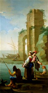 Pescadores y una mujer con una cesta de peces, de Zacarías González Velázquez (Museo del Prado)
