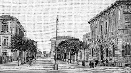 Pescara – Viale della Stazione ferroviaria (xilografia)