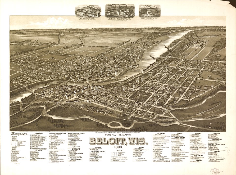 Perspective map of Beloit, Wis. 1890. LOC 75696704