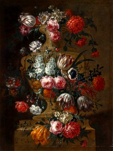 Peter Frans Casteels - Flowers in a Stone Urn 2