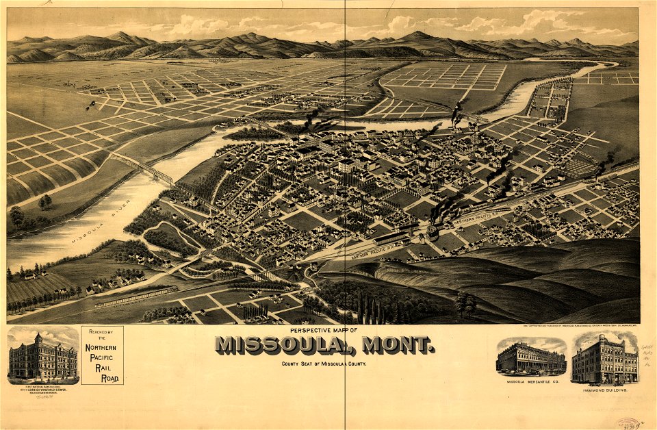 Perspective map of Missoula, Mont. county seat of Missoula County. LOC 75694674