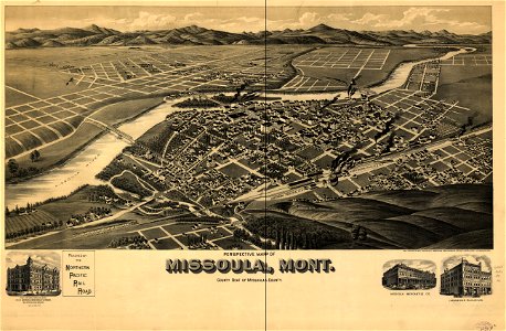 Perspective map of Missoula, Mont. county seat of Missoula County. LOC 75694674
